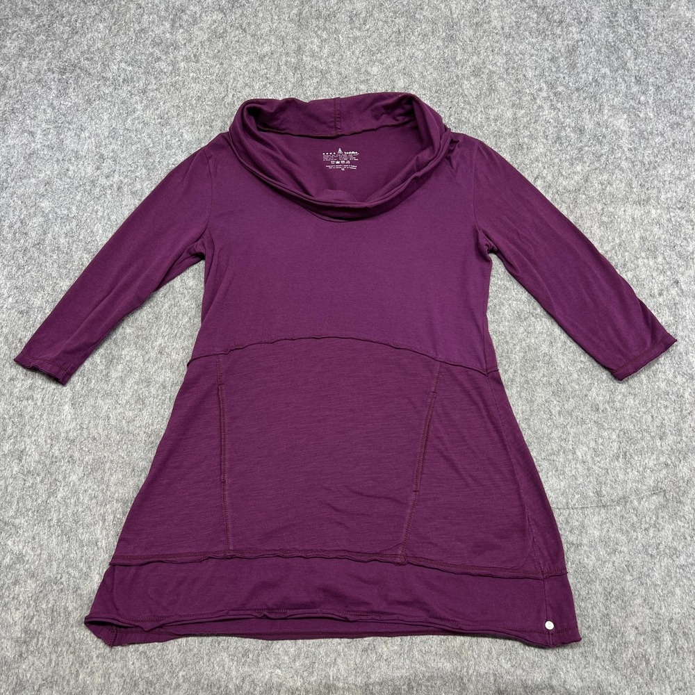 Neon Buddha Shirt Womens XS Purple‎ Cowl Neck 3/4 Sleeve Tunic Top Pockets
